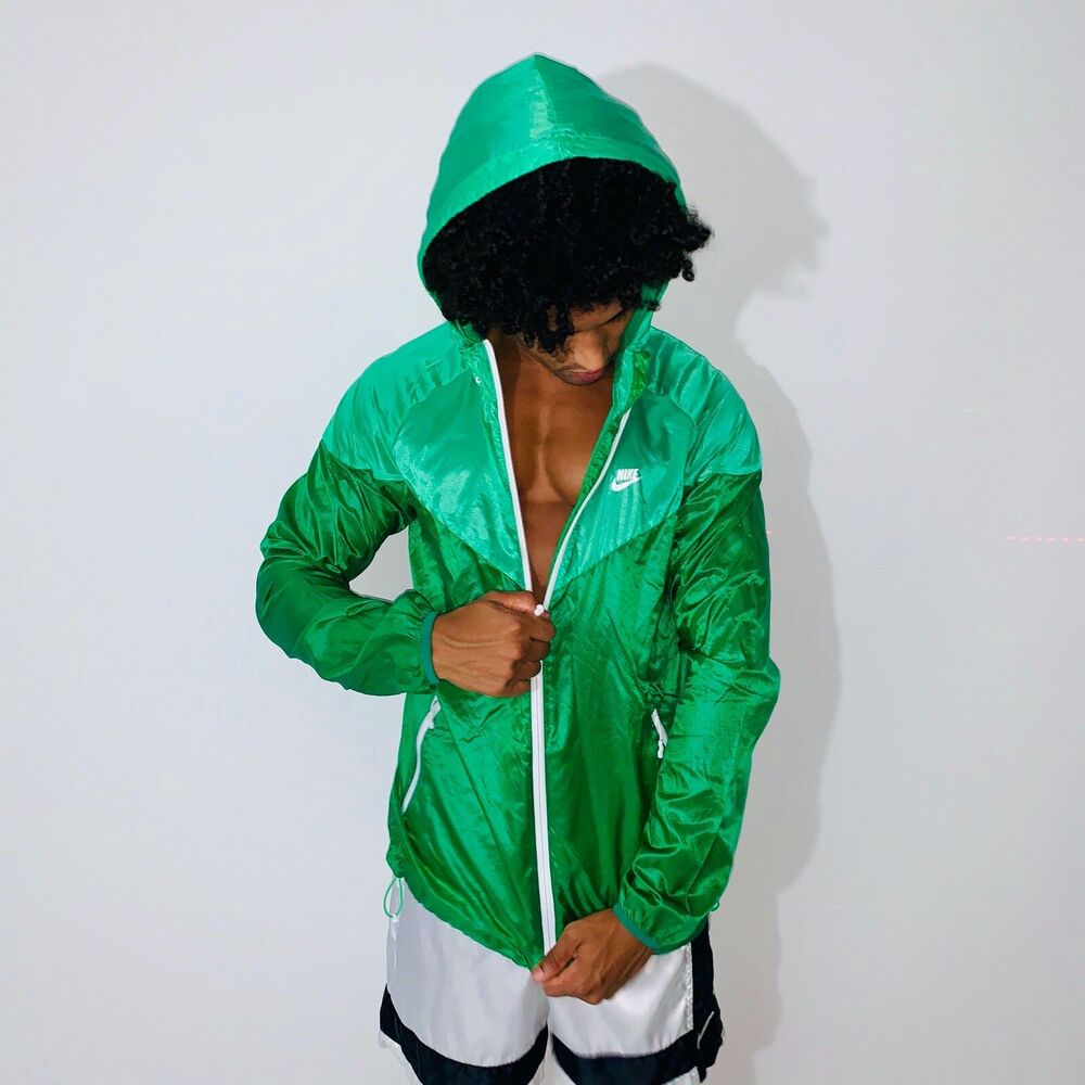 Nike Vintage Rare Glanz Jacket Windbreaker Windrunner Green Navy Lightweight M